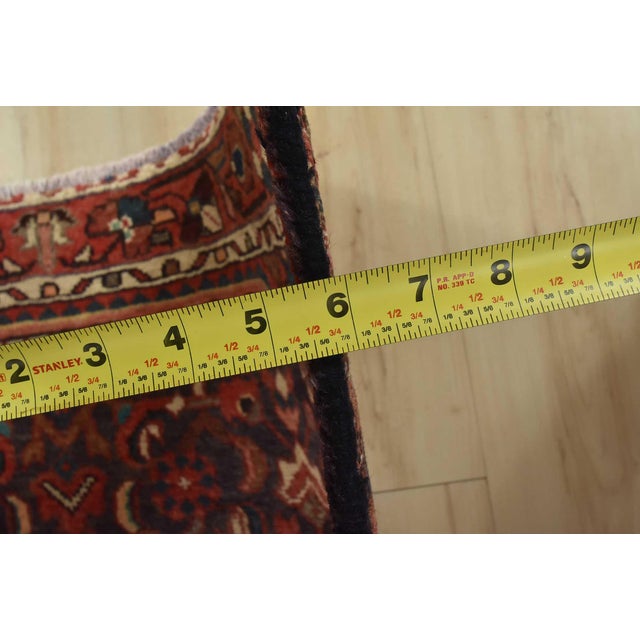 Hamedan Runner 3’4” X 10′ Blue Wool Semi-Antique Tribal Hand-Knotted Rug For Sale - Image 12 of 14