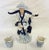 Sweet vintage Asian figurine carrying baskets. Made of ceramic porcelain, and finished in blue and white tones with...