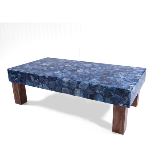 Blue Agate Backlit Coffee Table Handcrafted For Sale - Image 4 of 5