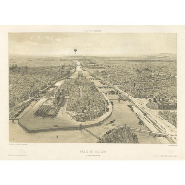 Albert, View of Paris from a Balloon, 1850, Lithograph on Paper For Sale - Image 11 of 12