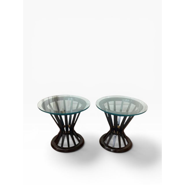 Mid-Century Modern Mid 20th Century Pair of Edward Wormley Sheaf of Wheat Round Side Tables for Dunbar For Sale - Image 3 of 18