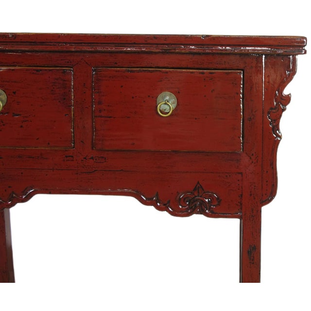 Early 20th Century Small Red Antique Wine Console Table For Sale - Image 5 of 8