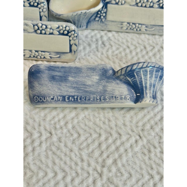 Ceramic 1978 Duncan Enterprises Blue and White Porcelain Table Place Holders - A Set of 10 For Sale - Image 7 of 7