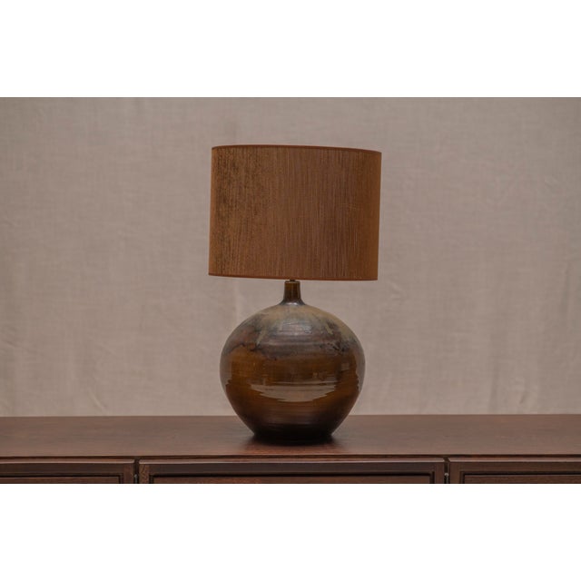 Large French Glazed Ceramic Table Lamp, 1970s For Sale - Image 9 of 11