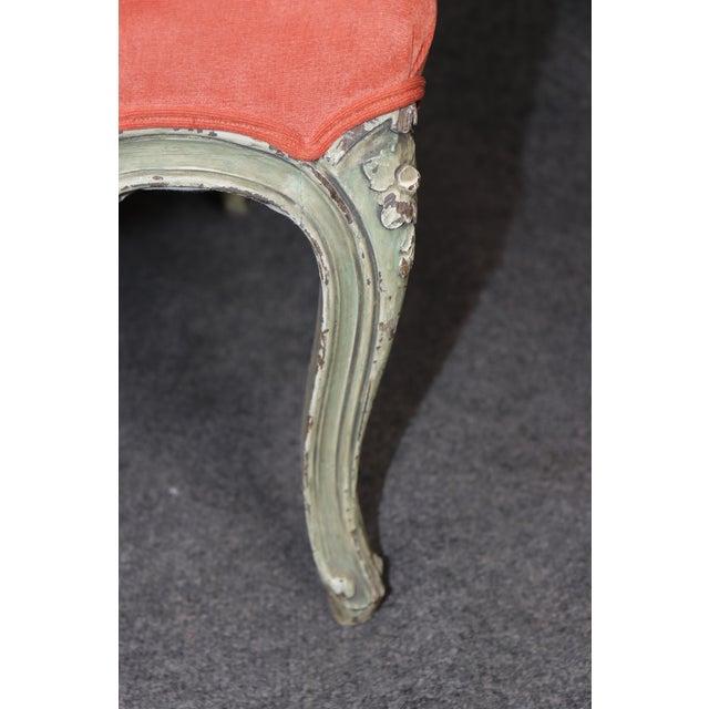 Antique French Louis XV Style Distressed Paint Decorated and Carved Sofa For Sale - Image 4 of 13