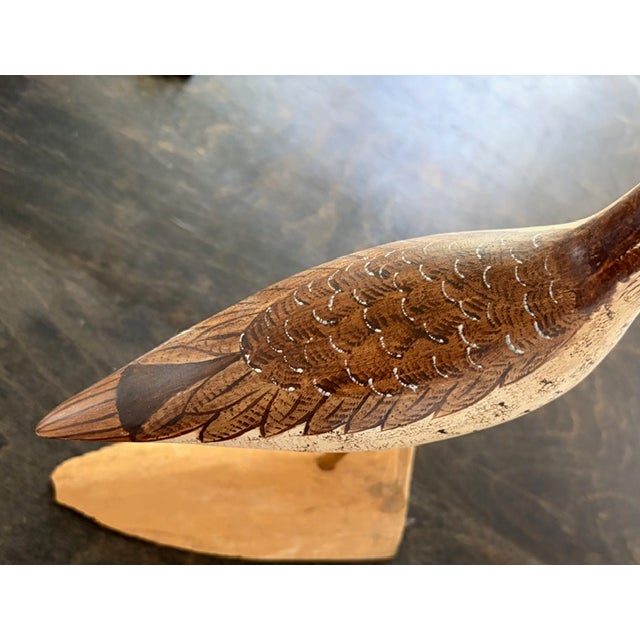 Mid 20th Century Vintage Hand Carved and Painted Wooden Shorebird, Folk Art For Sale - Image 5 of 7