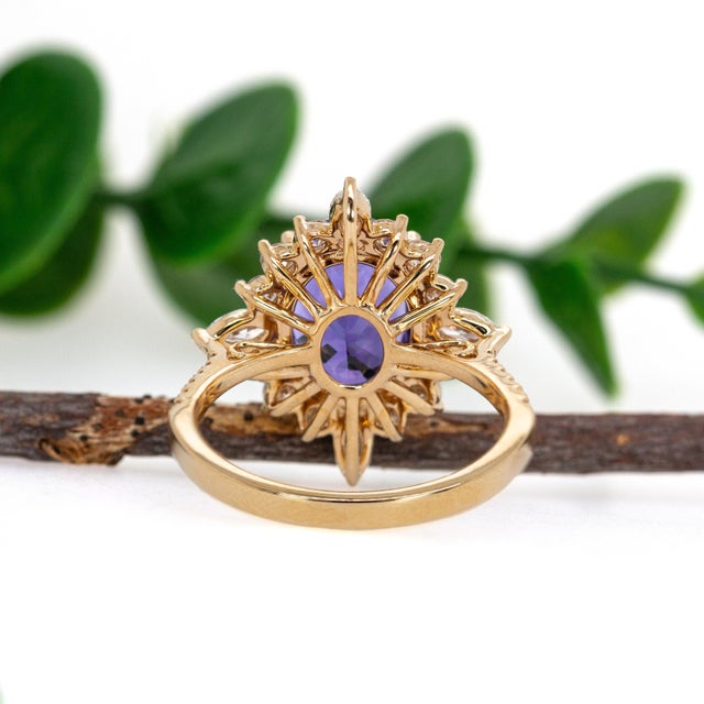 Royal Elegance - 3.7cts Tanzanite and Natural Diamonds 14k Gold Ring, Size 6.75 For Sale In Columbus - Image 6 of 7