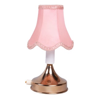Mid-Century Table Lamp in Brass and Textile Lampshade, Czech, 1960s For Sale