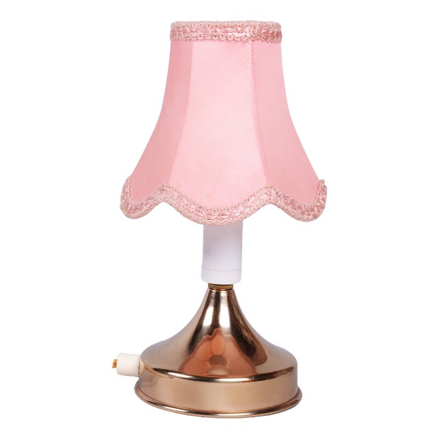 Mid-Century Table Lamp in Brass and Textile Lampshade, Czech, 1960s For Sale