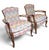 Mid 20th Century Pair of Mid-Century French Louis XV Style Walnut Bergère Fauteuils With Ikat Upholstery For Sale - Image 5 of 13