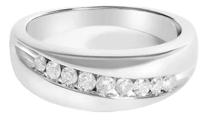 Men's.925 Sterling Silver 1/2 Cttw Diamond 9 Stone Band Ring - Size 9