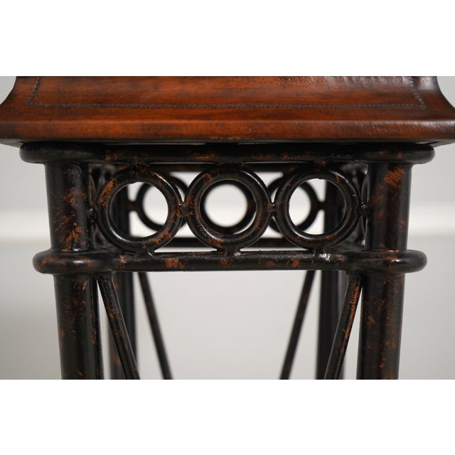 Pair of Maitland Smith Leather Wrapped Pedestal Stands For Sale - Image 10 of 13