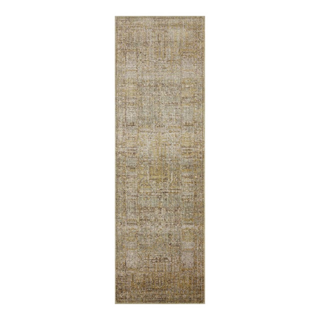 Jean Stoffer x Loloi Bradbury Dove / Gold 2'-6" x 12'-0" Runner Rug For Sale