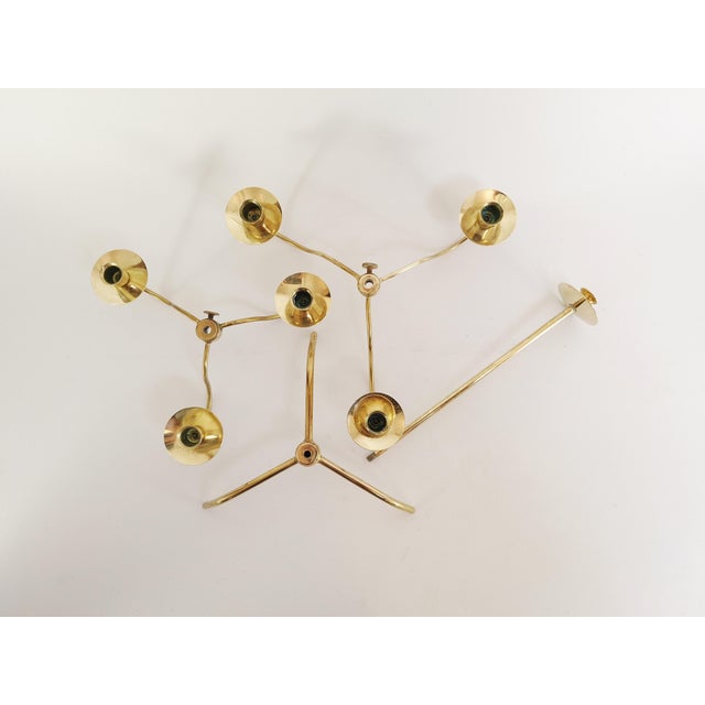 Mid-Century Modern Swedish Brass Candelabra, 1950s For Sale - Image 9 of 10