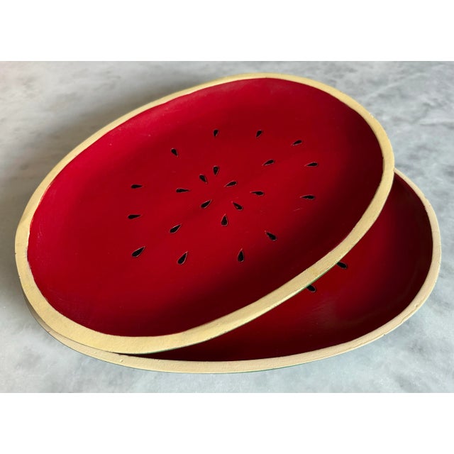 Vintage Handpainted Wood Watermelon Platter For Sale In Austin - Image 6 of 12