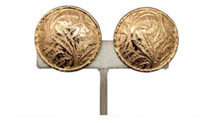 Vintage 1960s Signed Napier Goldtone Round Domed Foliate Clip Earrings-2 Pieces