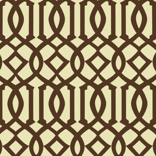 Sample - Schumacher Imperial Trellis II Wallpaper in Java/Cream For Sale