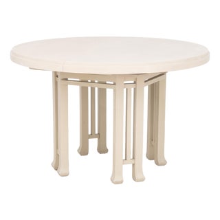 Karl Springer Style Grasscloth Dining Table For Sale