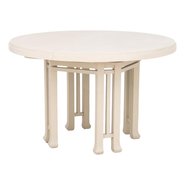 Karl Springer Style Grasscloth Dining Table For Sale