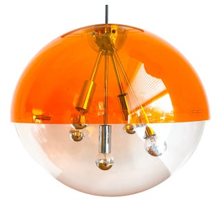 Mid-Century Modern Space Age Orange Sphere Pendant Lamp attributed to Raak Amsterdam For Sale