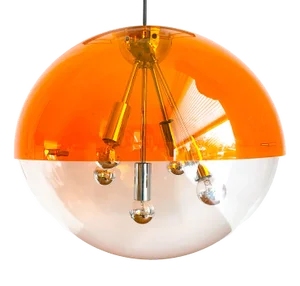 Mid-Century Modern Space Age Orange Sphere Pendant Lamp attributed to Raak Amsterdam