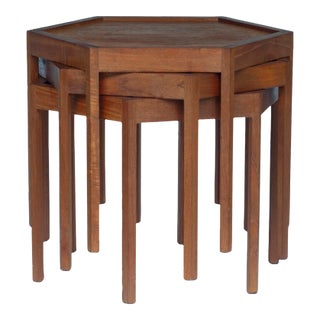 Mid 20th Century Mid-Century Modern Hans Andersen Artex Teak Stacking Hexagonal Tables - Set of 3 For Sale