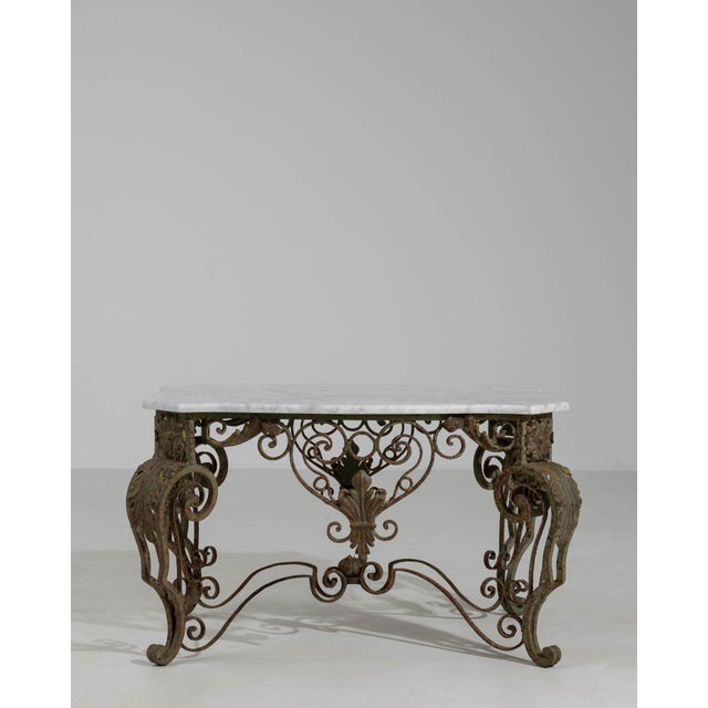 1960s 1960-1969 Italy Aged Wrought Iron Marble-Top Wrought Iron Console For Sale - Image 5 of 10