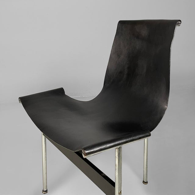 Italian Modern Leather T Chairs attributed to Katavolos, Littell and Kelley for ICF, 1960s, Set of 4 For Sale - Image 6 of 18
