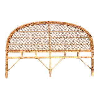 Vintage Woven Rattan King Headboard For Sale
