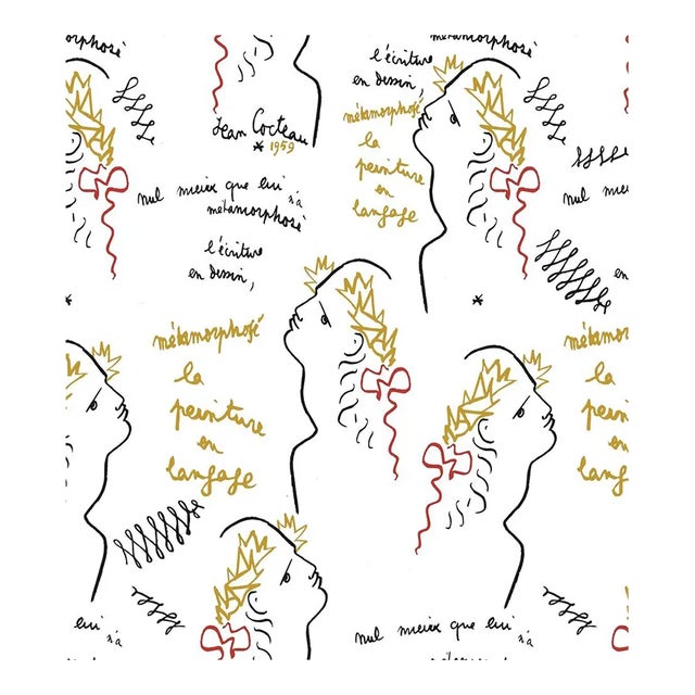 Sample - Lelievre for The House of Scalamandr�� Ecriture Wallcovering, Noir For Sale