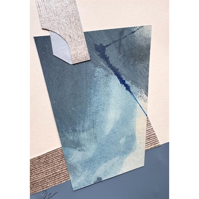 Abstract "Im Blue 3" Original Mixed-Media Collage on Paper by Zac Woodiel For Sale - Image 3 of 8