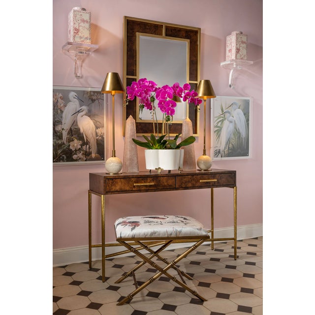 Lauderdale Brass Bamboo Leg Bench, Herons For Sale In Chicago - Image 6 of 7