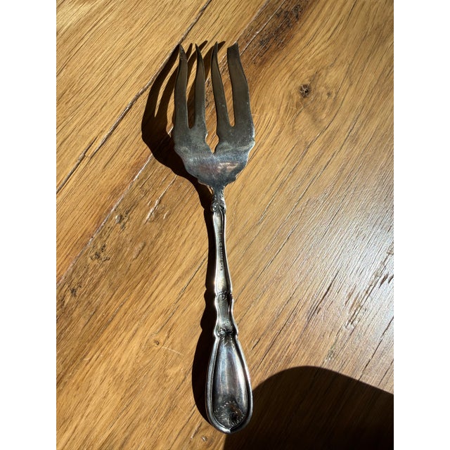 1900 - 1909 Antique Silver-Plate Art Nouveau "La Vigne" Decorative Meat Serving Fork -1908 For Sale - Image 5 of 7
