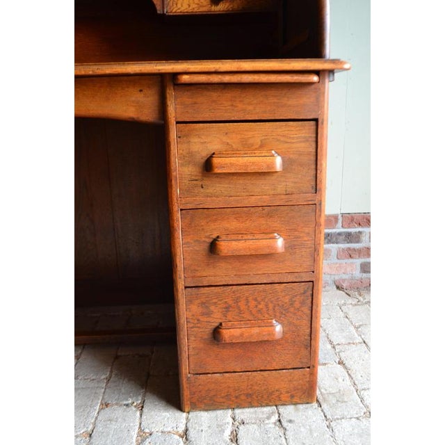 Antique Oak Roll-Up Desk and Office Chair, Set of 2 For Sale - Image 16 of 17