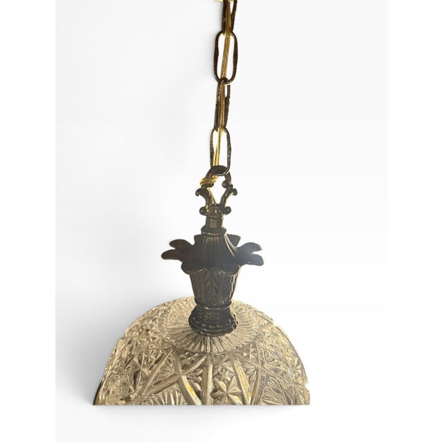 Bronze Vintage Hollywood Regency Crystal Glass Pineapple Swag Lamp, 21" For Sale - Image 8 of 9