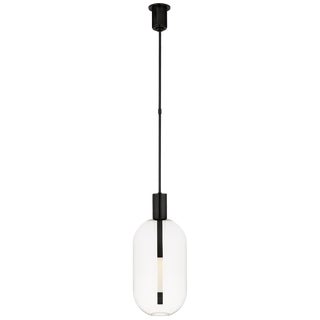 Kelly Wearstler for Visual Comfort Signature Nye Tall Pendant in Bronze with Clear Glass For Sale