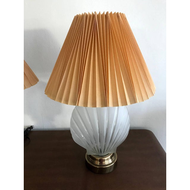 Pair of Shell Form Glass Table Lamps For Sale - Image 4 of 8