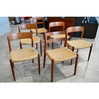 1960s MCM Dining Chairs by Niels Otto Møller for j.l. Møllers Møbelfabrik — Set of 6 (4 Model 75 & 2 Model 84) For Sale