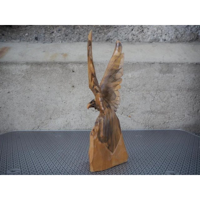 Vintage Eagle Statue in Wood, 1970s For Sale - Image 4 of 14