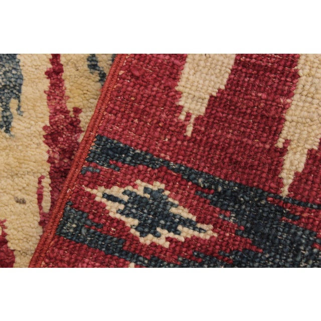 Pink Modern Ziegler Pink/Green Wool Runner Rug- 2 Ft. 7 In. X 7 Ft. 5 In. For Sale - Image 8 of 10