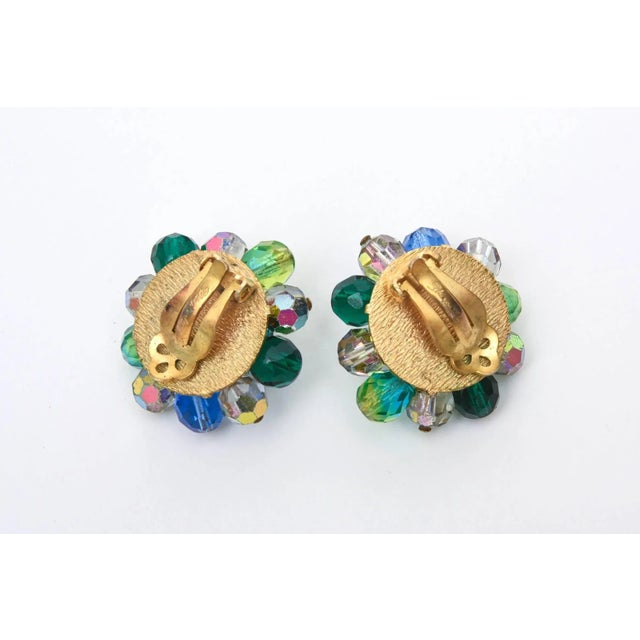 Turquoise Vintage Elsa Schiaparelli Turquoise & Green Glass Strand Necklace With Clip on Earrings - 3 Pieces For Sale - Image 8 of 10