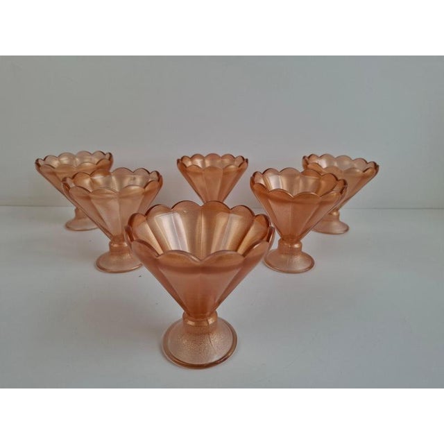 rt Deco Pink Rosaline Glass Dessert Bowls, Former Czechoslovakia, 1930s, Set of 6 For Sale - Image 17 of 18