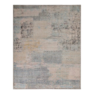 Rug & Kilim’s Distressed Style Abstract Rug in Pink and Blue All Over Pattern For Sale