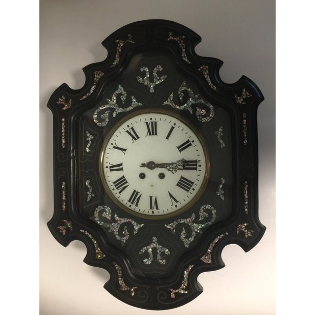 Napoleon III Ebony and Mother of Pearl Inlay Wall Clock For Sale - Image 11 of 11