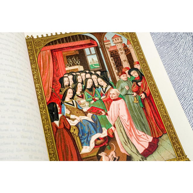 Amazing Illustrated Antique Leather Spine Book Set Middle Ages and Renaissance Art and Culture Paul Lacroix Home Decor Reference For Sale In New York - Image 6 of 13
