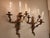 Metal Antique Art Nouveau Pair Heavy Cast Gilt Brass 3 Light Wall Sconces With Aged Patina For Sale - Image 7 of 16