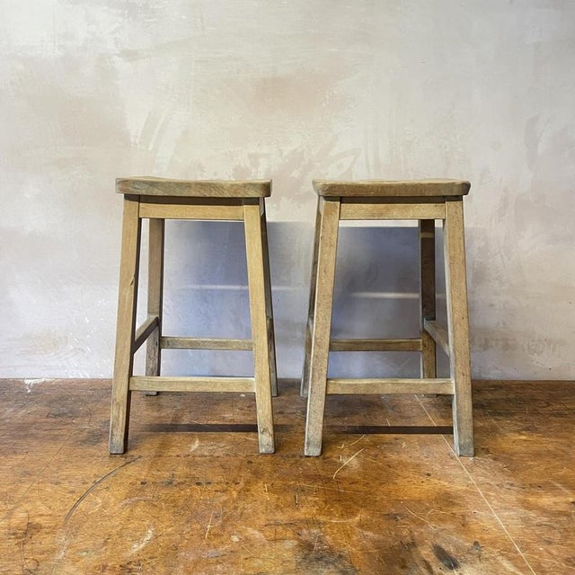 Wooden Lab Bar Stools, Set of 2 For Sale - Image 4 of 5