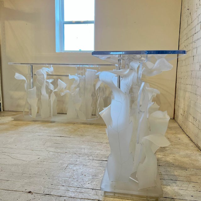 80s Custom Lucite Sculptural Foliage L Shape Bar For Sale - Image 9 of 11