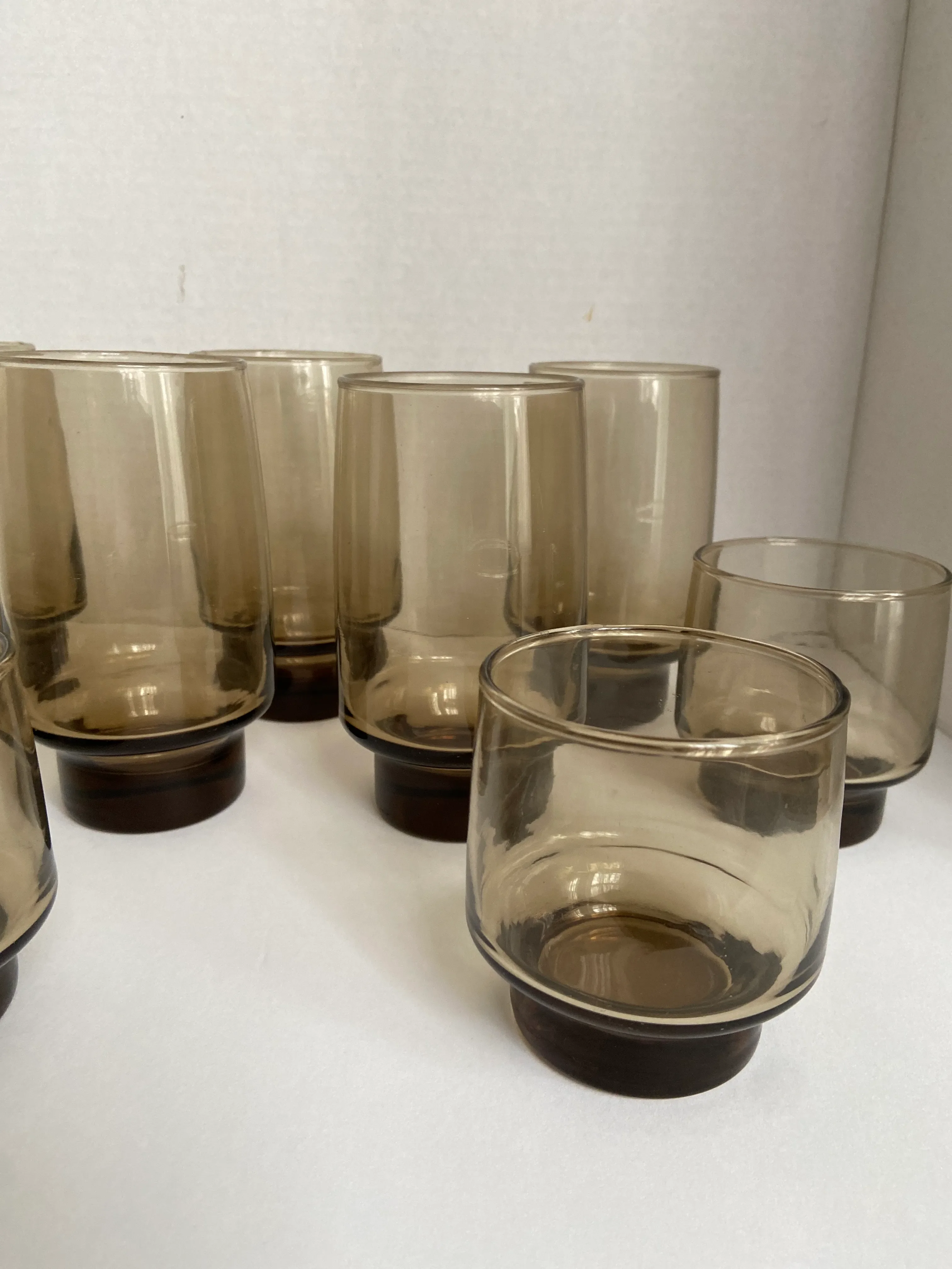 Vintage Libbey Drinking Glasses Tawny Brown Tumbler & Glass Rock Barware  Set- 10 Pieces