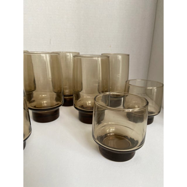 Mid-Century Modern Vintage Libbey Drinking Glasses Tawny Brown Tumbler & Glass Rock Barware Set- 10 Pieces For Sale - Image 3 of 5
